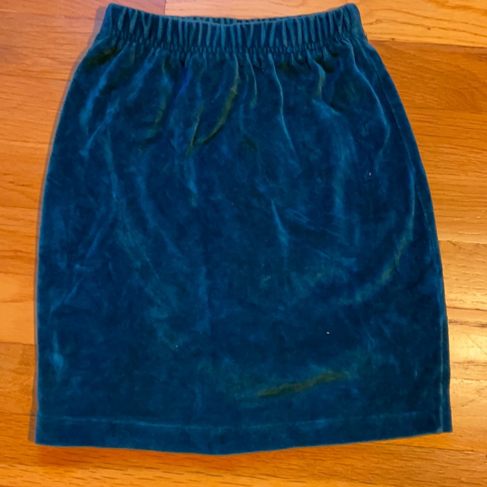Vintage Girls Green Velvet Skirt